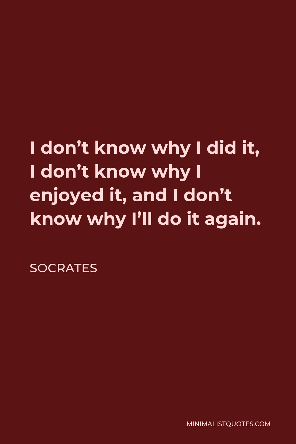 Socrates Quote: I don't know why I did it, I don't know why I enjoyed ...
