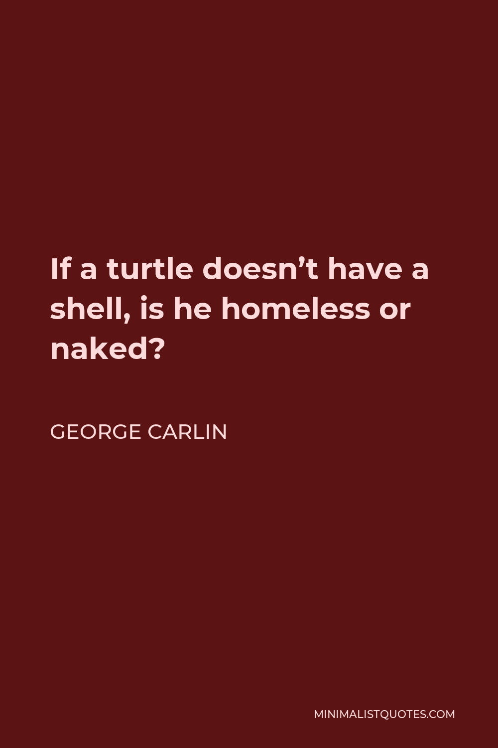 George Carlin Quote - If a turtle doesn’t have a shell, is he homeless or naked?