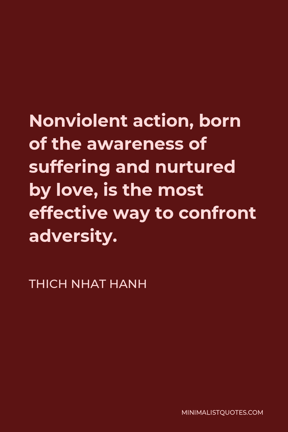Thich Nhat Hanh Quote - Nonviolent action, born of the awareness of suffering and nurtured by love, is the most effective way to confront adversity.