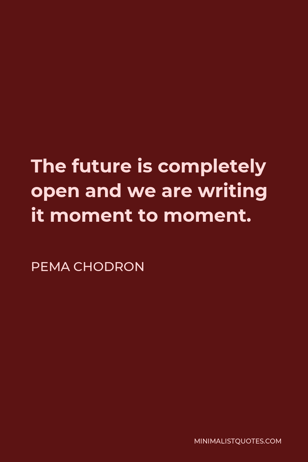 Pema Chodron Quote - The future is completely open and we are writing it moment to moment.