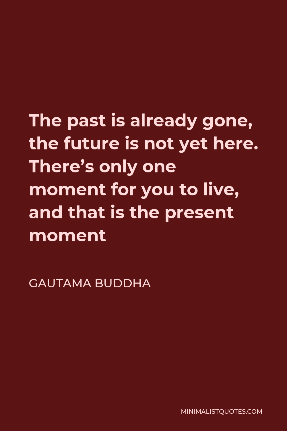 Gautama Buddha Quote - The past is already gone, the future is not yet here. There’s only one moment for you to live, and that is the present moment