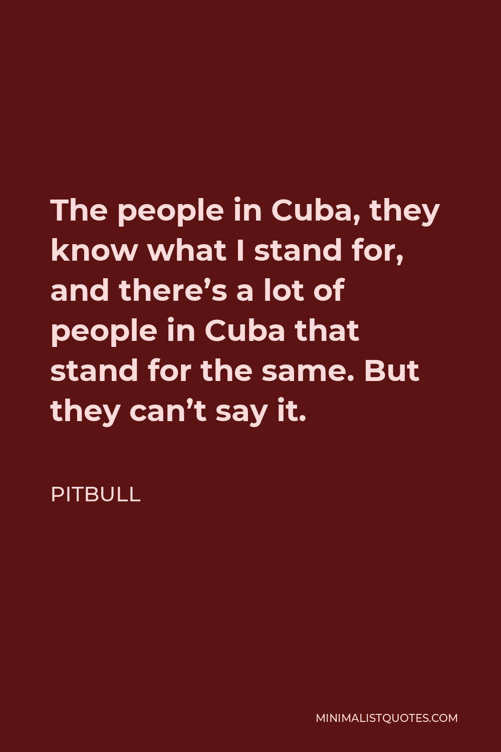 Pitbull Quote - The people in Cuba, they know what I stand for, and there’s a lot of people in Cuba that stand for the same. But they can’t say it.