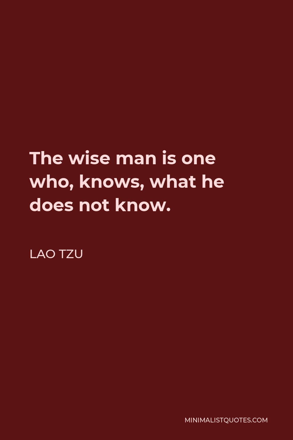 Lao Tzu Quote - The wise man is one who, knows, what he does not know.