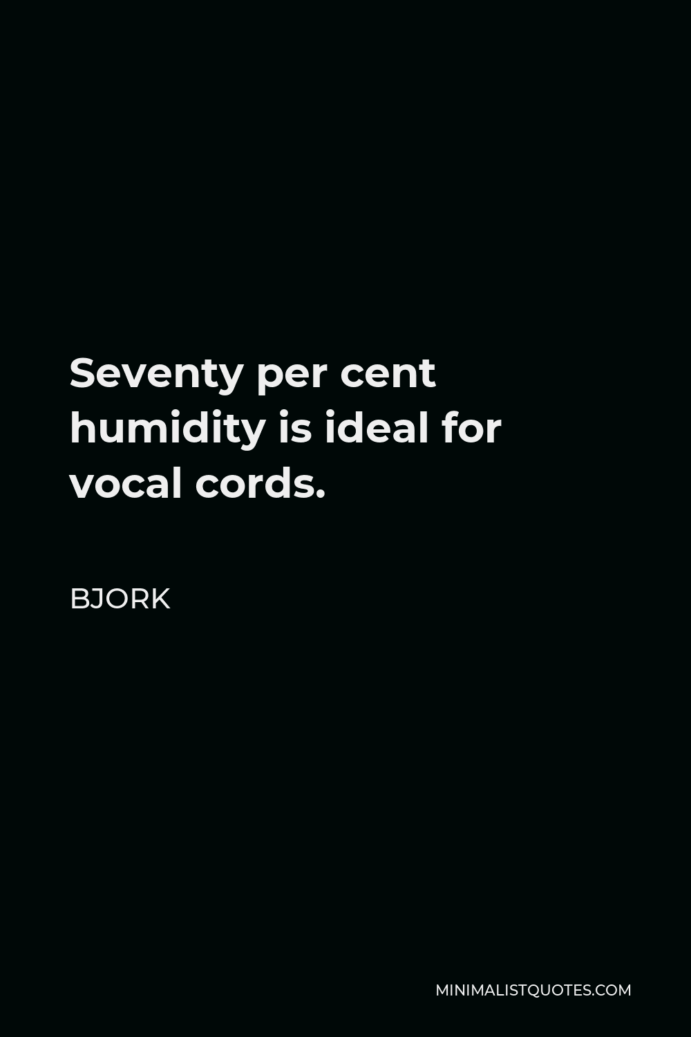 Bjork Quote - Seventy per cent humidity is ideal for vocal cords.