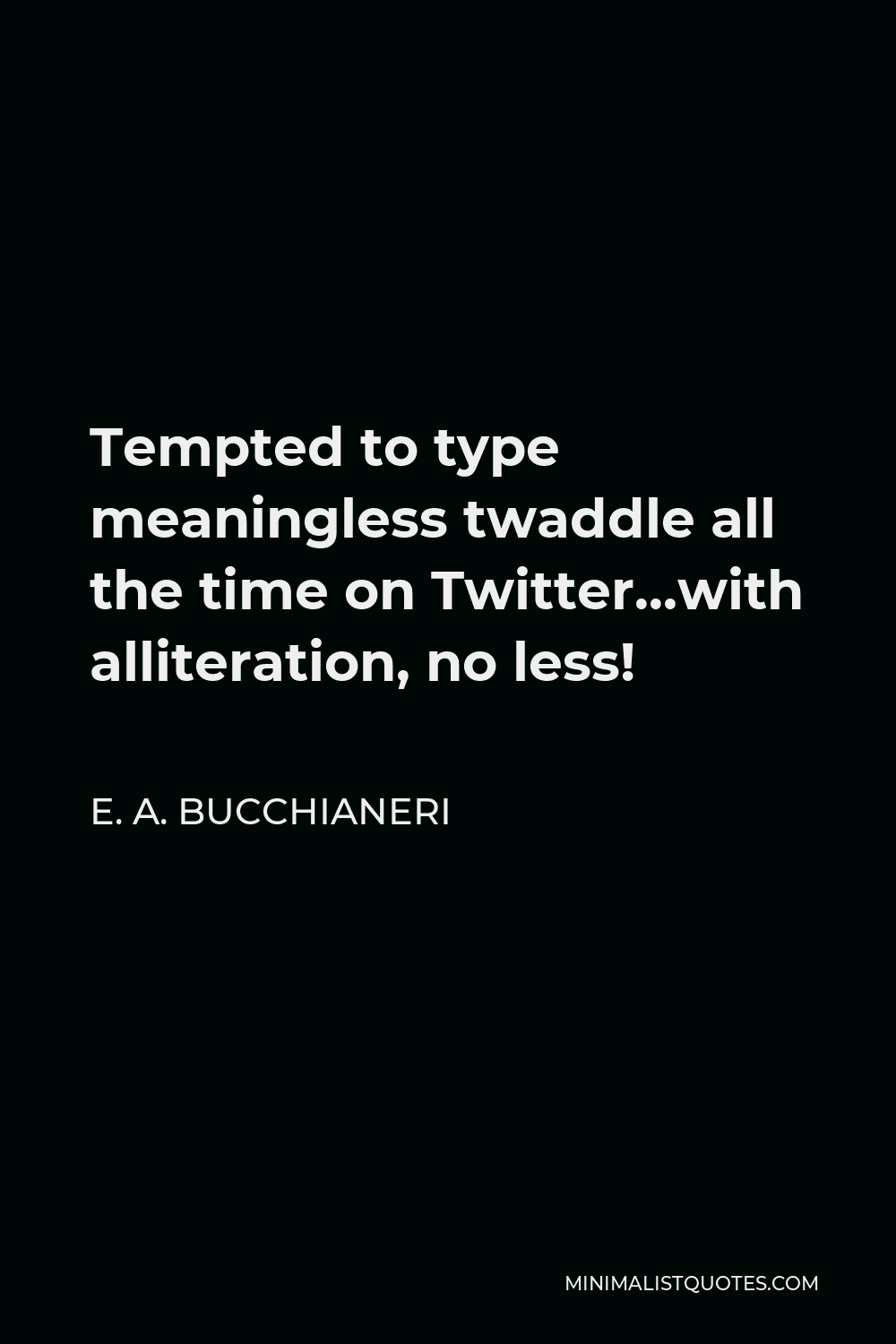 E. A. Bucchianeri Quote - Tempted to type meaningless twaddle all the time on Twitter…with alliteration, no less!