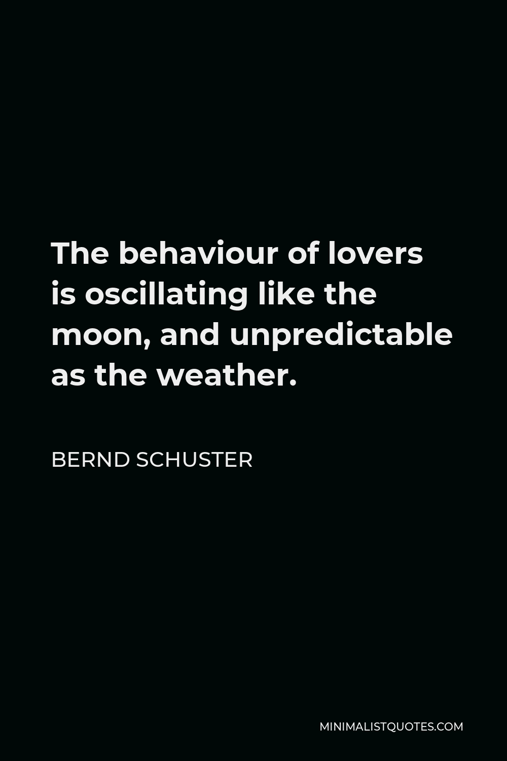 Bernd Schuster Quote - The behaviour of lovers is oscillating like the moon, and unpredictable as the weather.