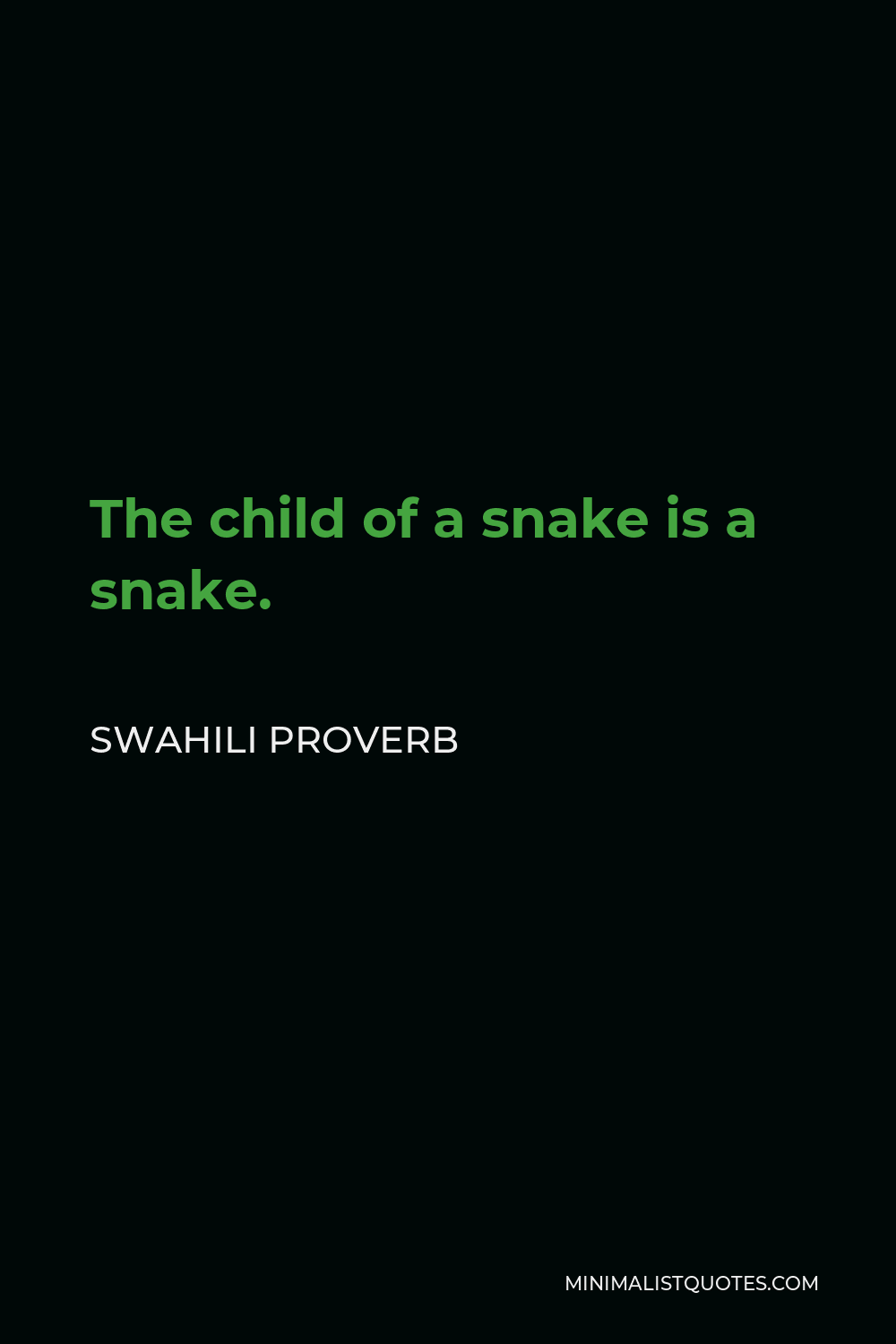 Swahili Proverb Quote - The child of a snake is a snake.
