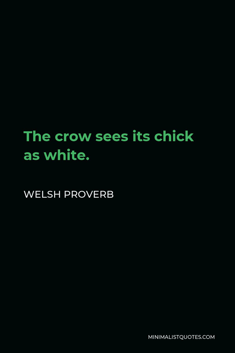 Welsh Proverb Quote - The crow sees its chick as white.