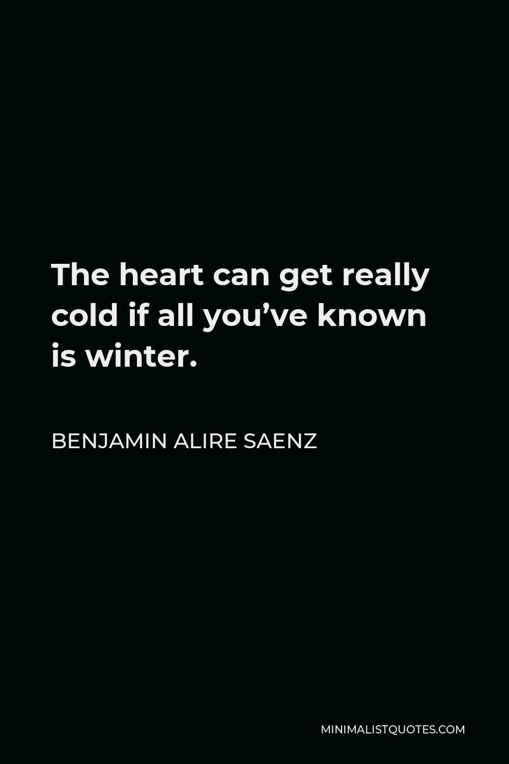 Benjamin Alire Saenz Quote - The heart can get really cold if all you’ve known is winter.