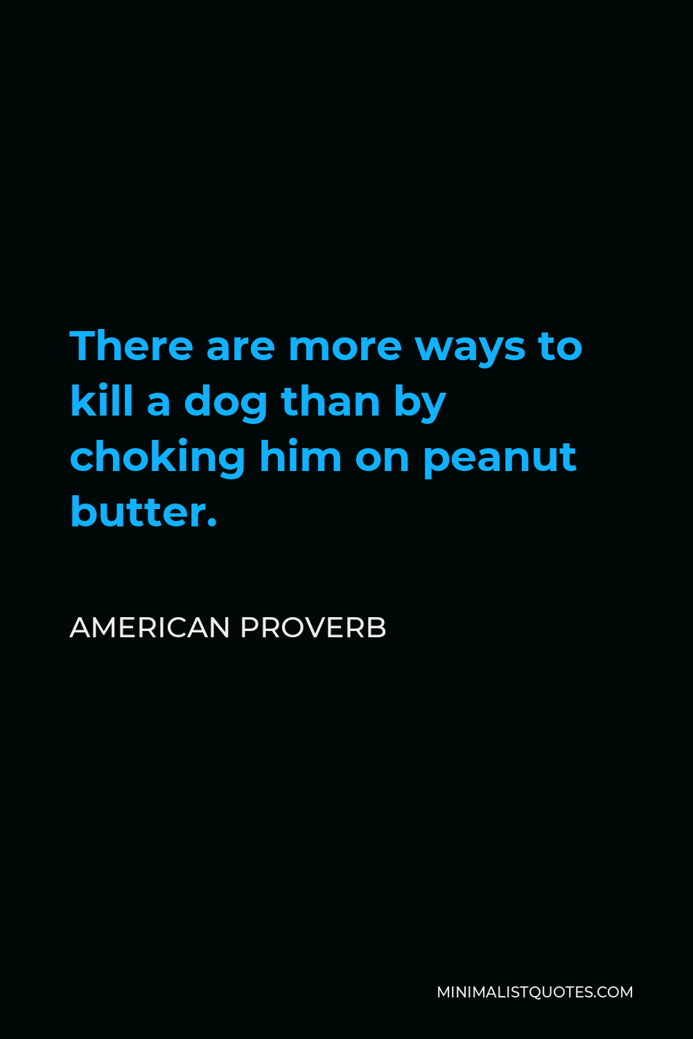 American Proverb Quote - There are more ways to kill a dog than by choking him on peanut butter.