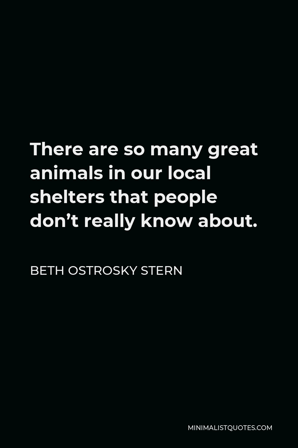 Beth Ostrosky Stern Quote - There are so many great animals in our local shelters that people don’t really know about.