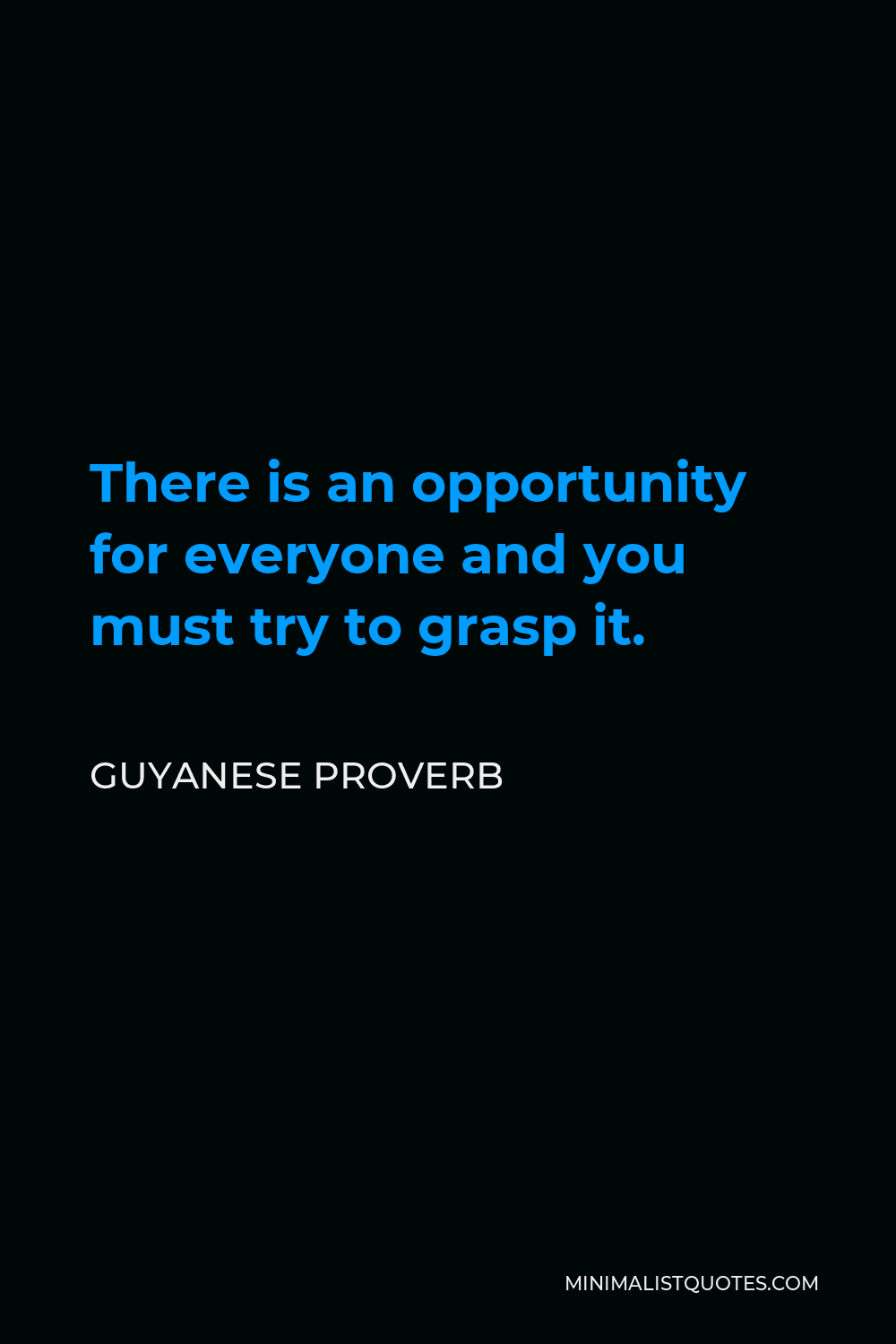 Guyanese Proverb Quote - There is an opportunity for everyone and you must try to grasp it.
