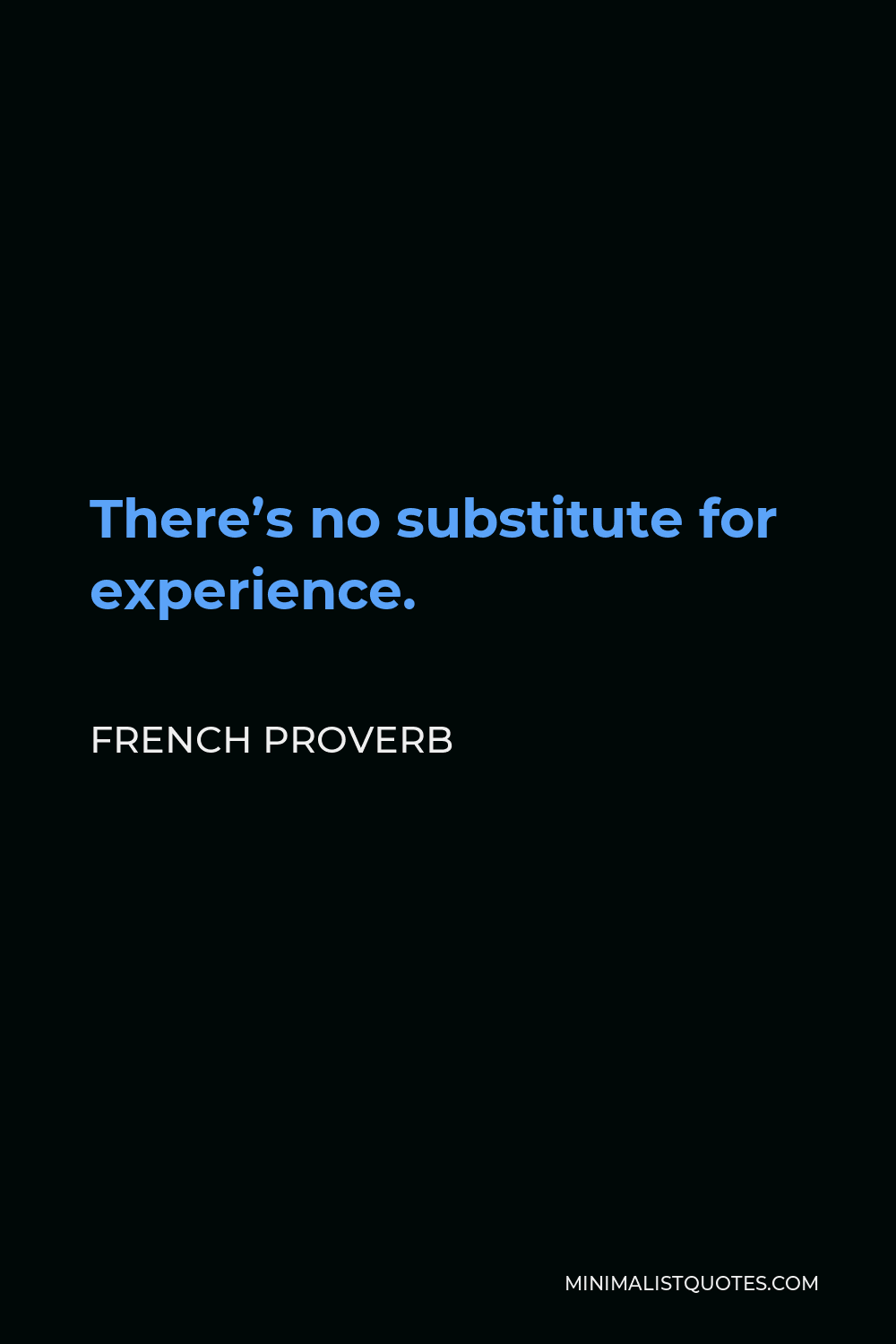 French Proverb Quote - There’s no substitute for experience.