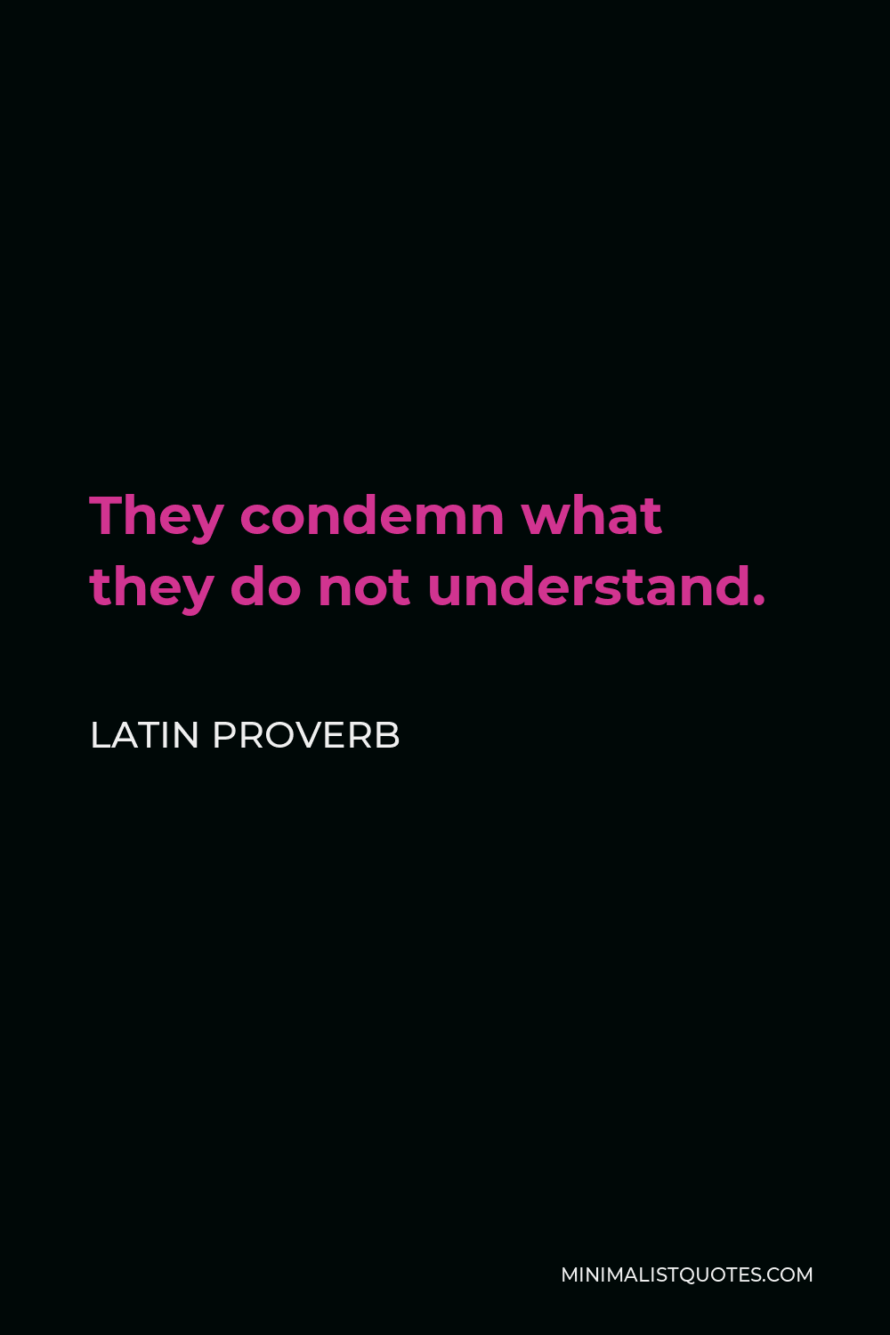 Latin Proverb Quote - They condemn what they do not understand.