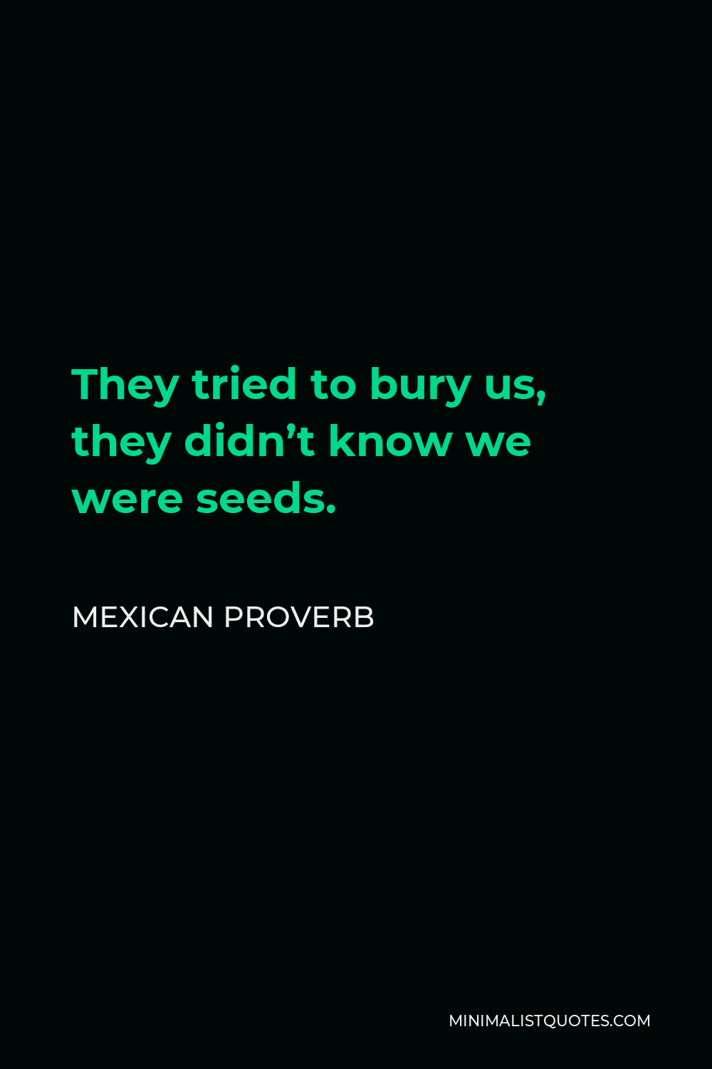 Mexican Proverb Quote - They tried to bury us, they didn’t know we were seeds.