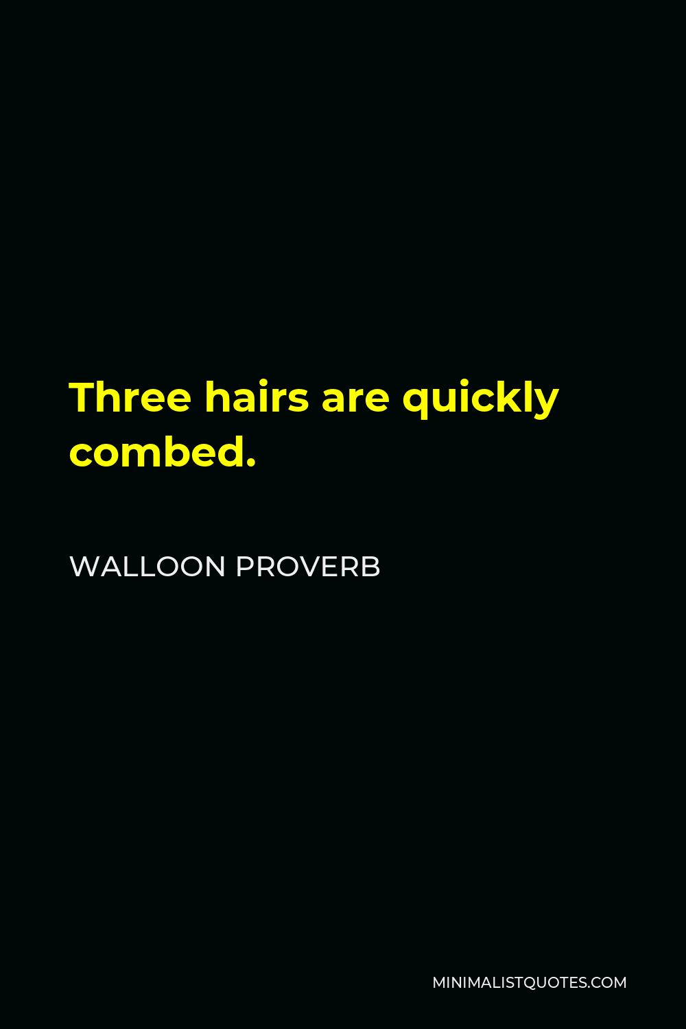 Walloon Proverb Quote - Three hairs are quickly combed.