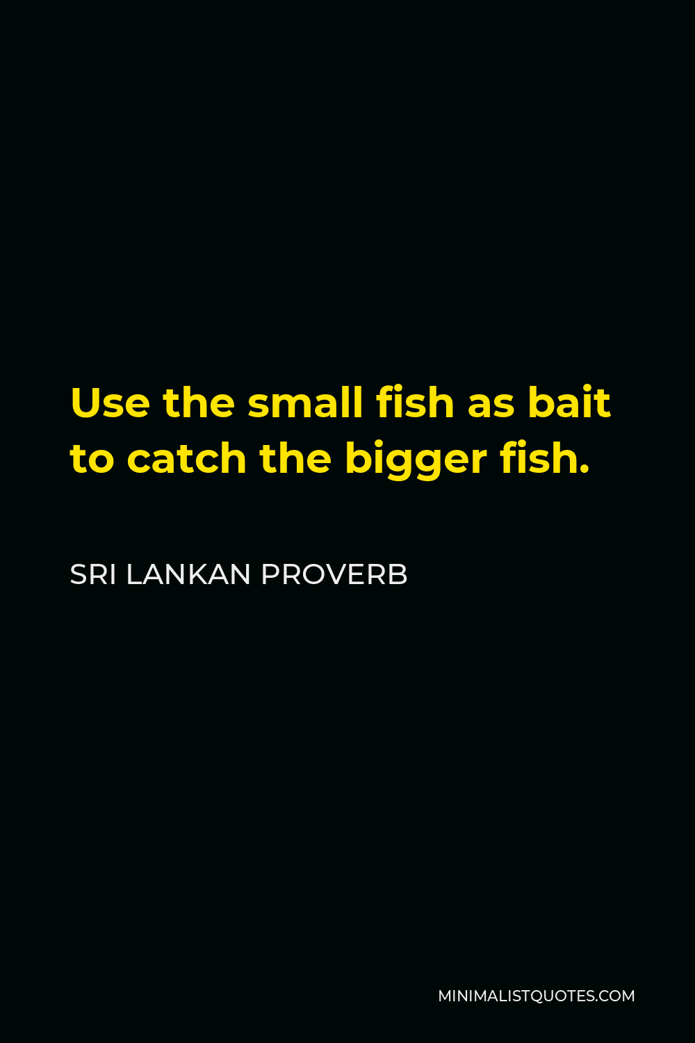 Sri Lankan Proverb Quote - Use the small fish as bait to catch the bigger fish.