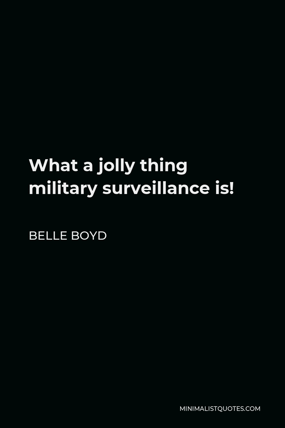 Belle Boyd Quote - What a jolly thing military surveillance is!