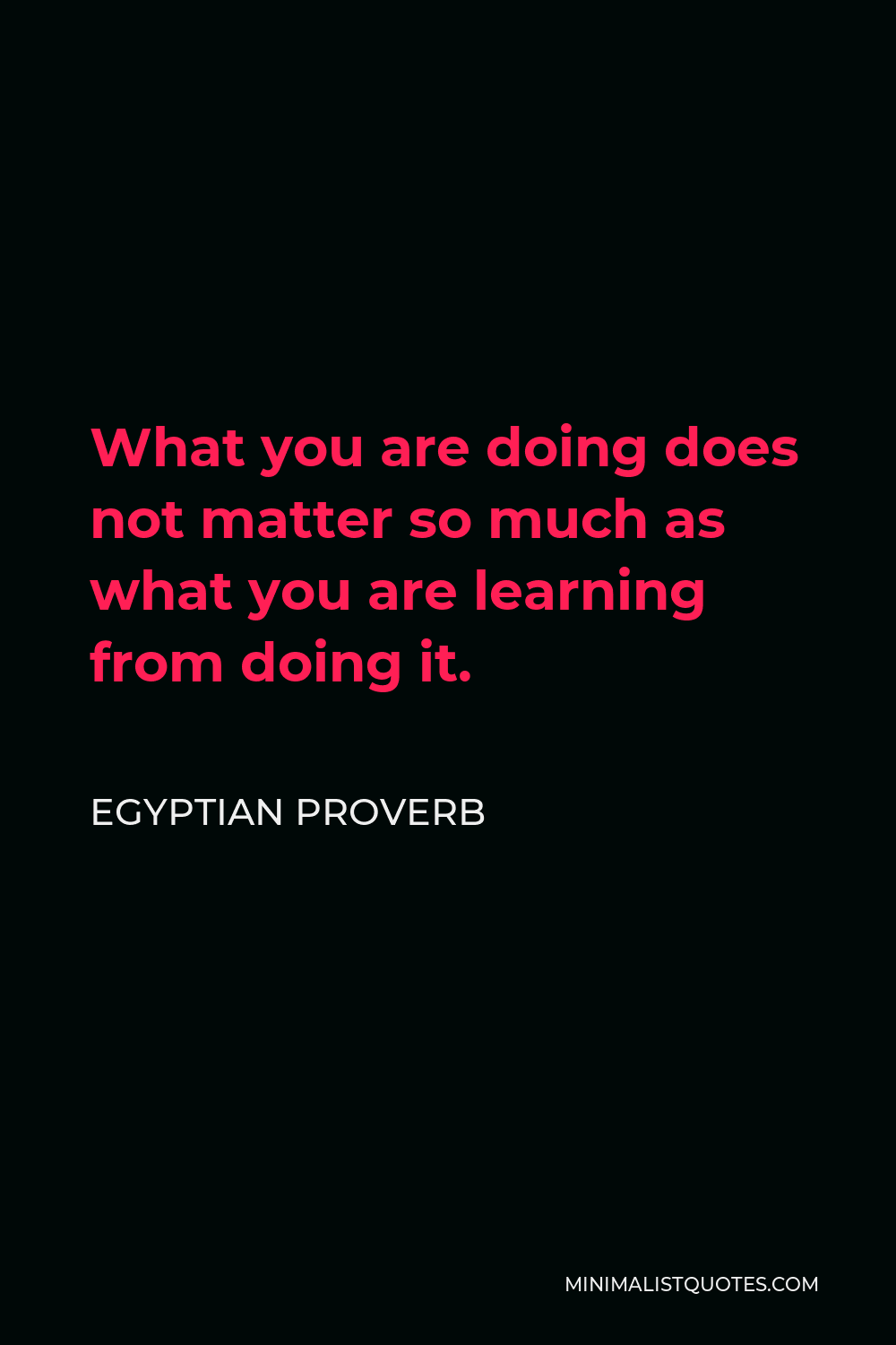 Egyptian Proverb Quote - What you are doing does not matter so much as what you are learning from doing it.