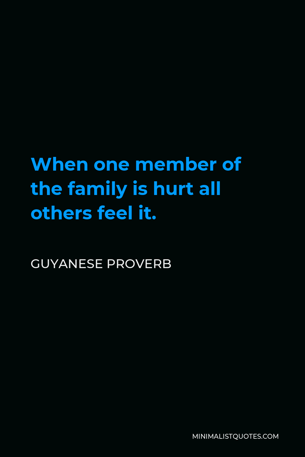 Guyanese Proverb Quote - When one member of the family is hurt all others feel it.