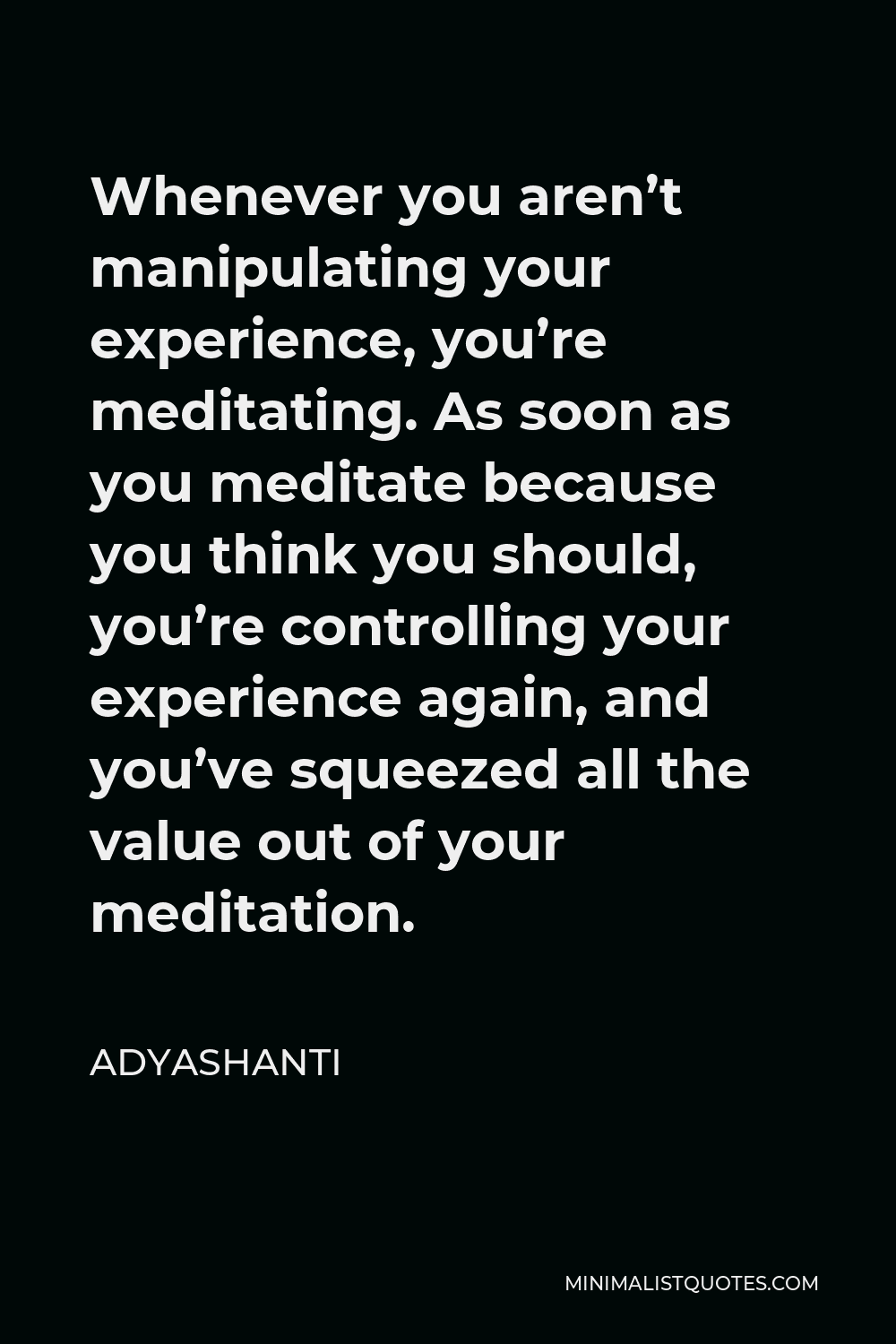 Adyashanti Quote Whenever you aren't manipulating your experience, you