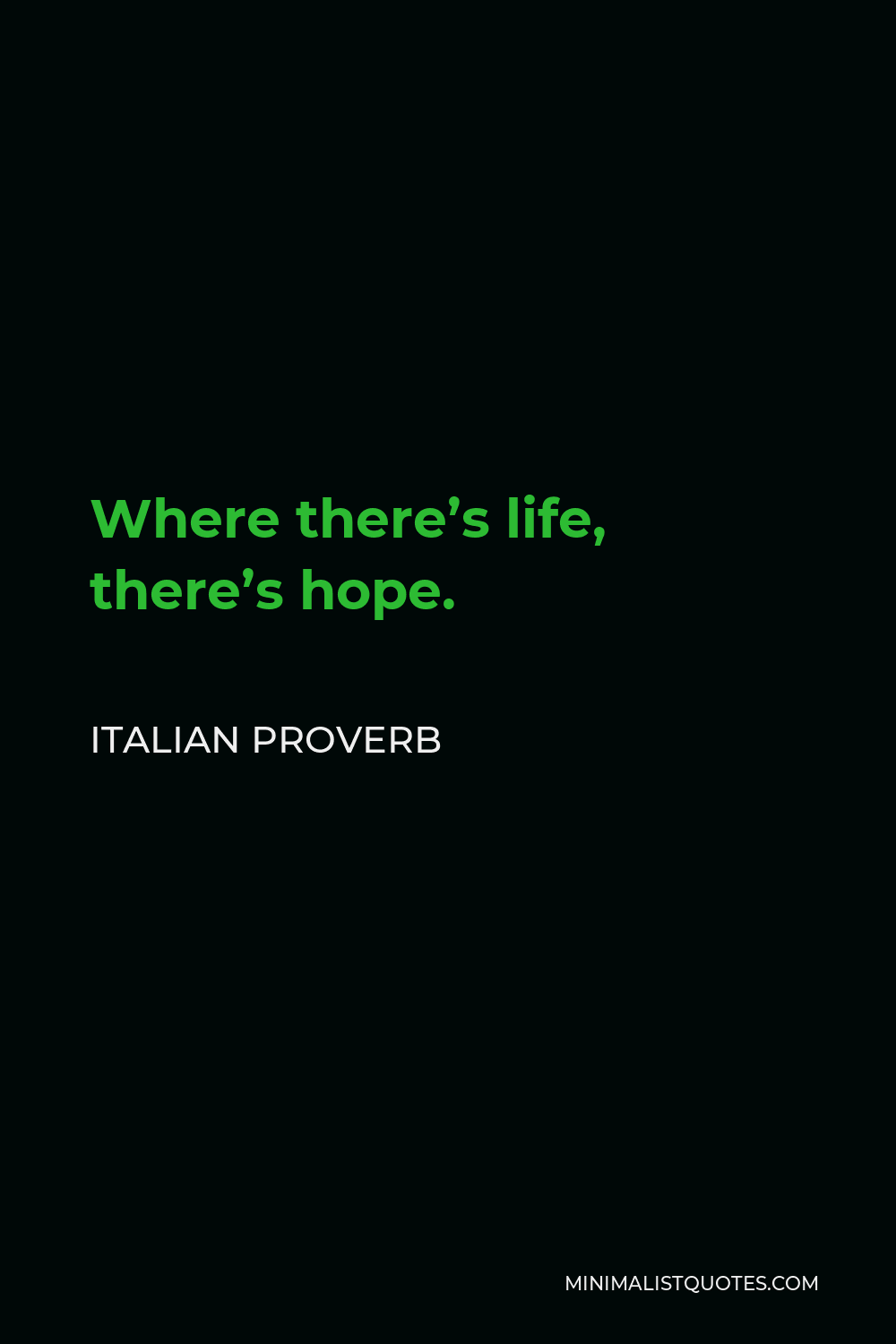 Italian Proverb Quote - Where there’s life, there’s hope.