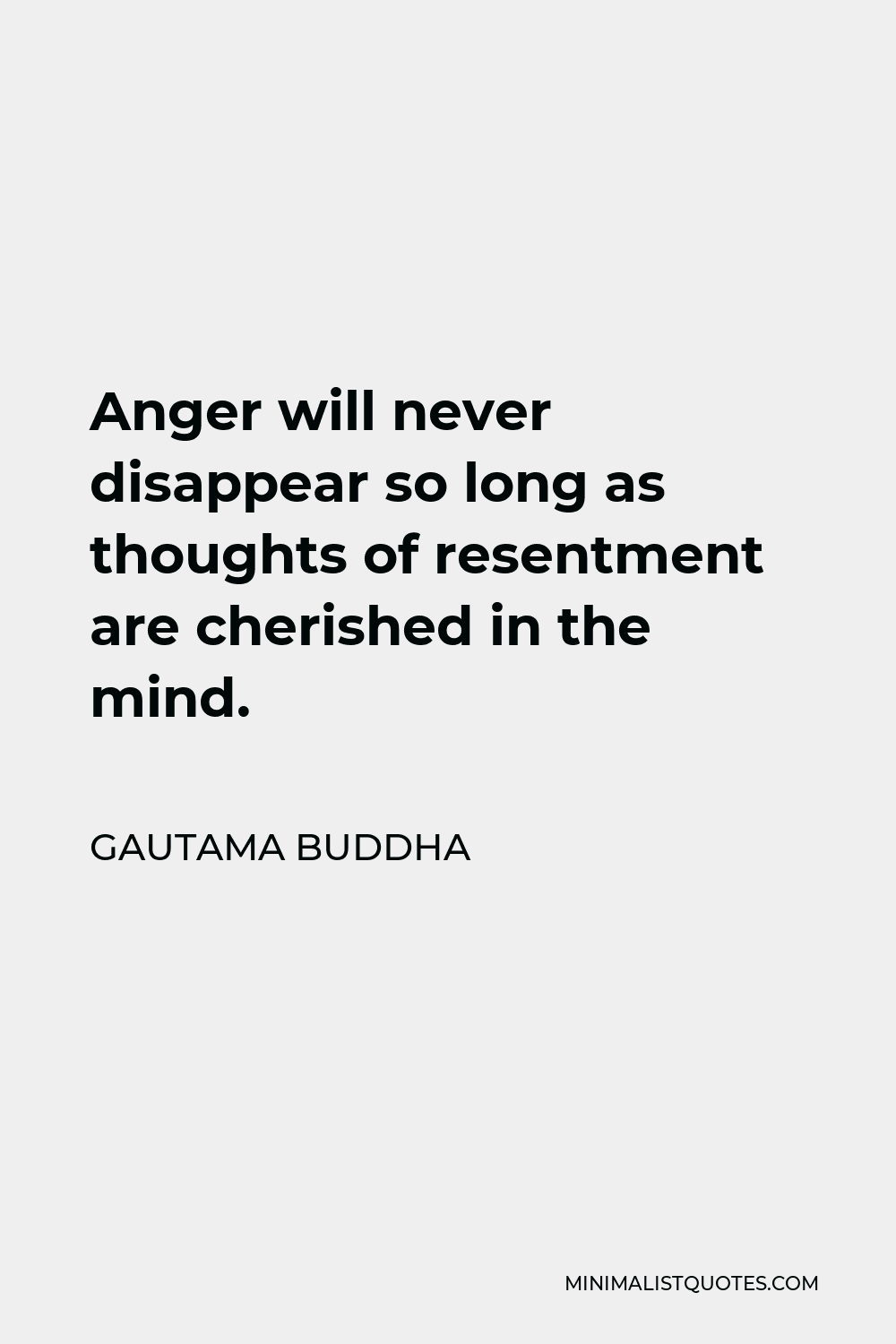 Gautama Buddha Quote - Anger will never disappear so long as thoughts of resentment are cherished in the mind.