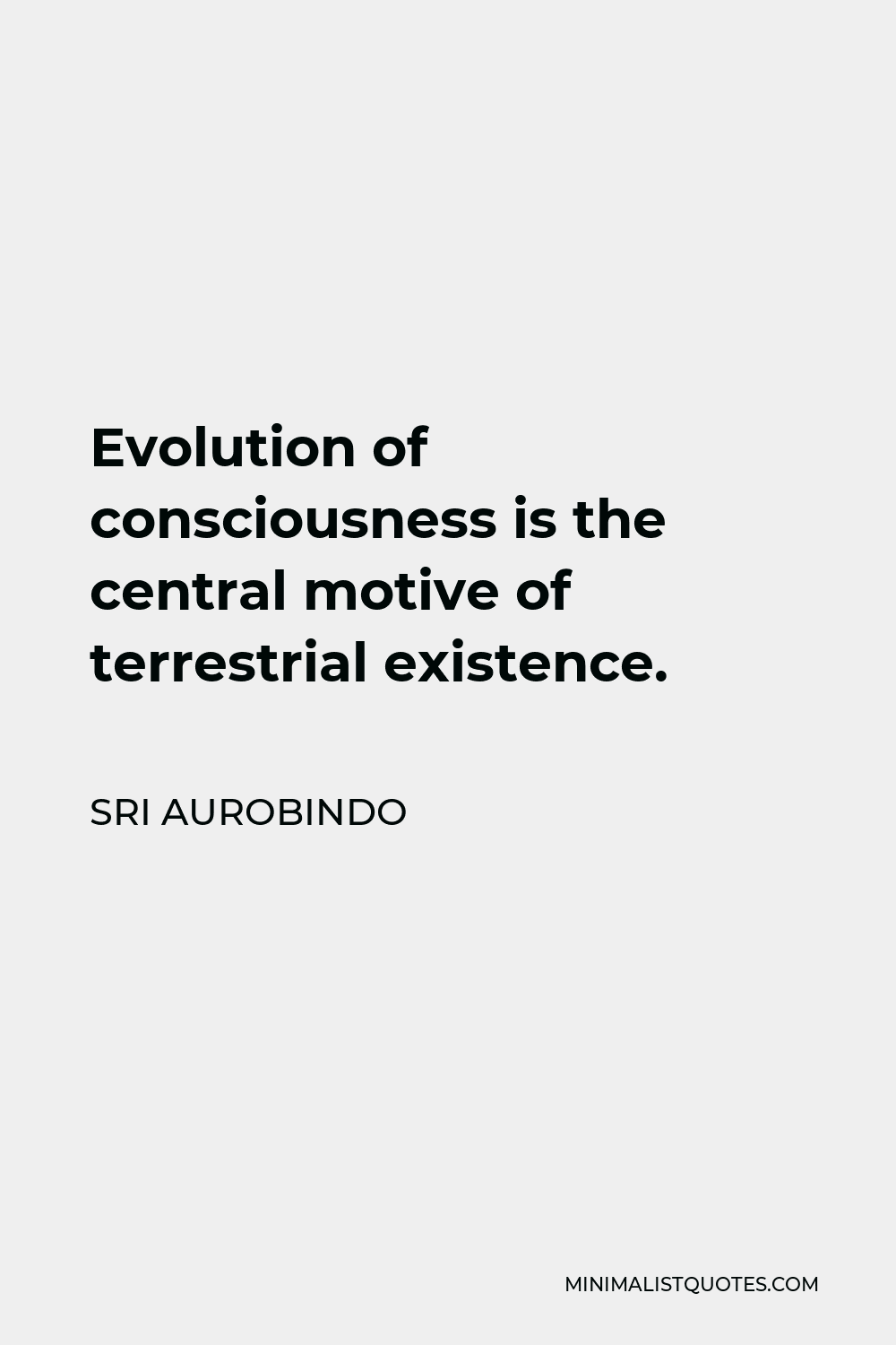 Sri Aurobindo Quote - Evolution of consciousness is the central motive of terrestrial existence.