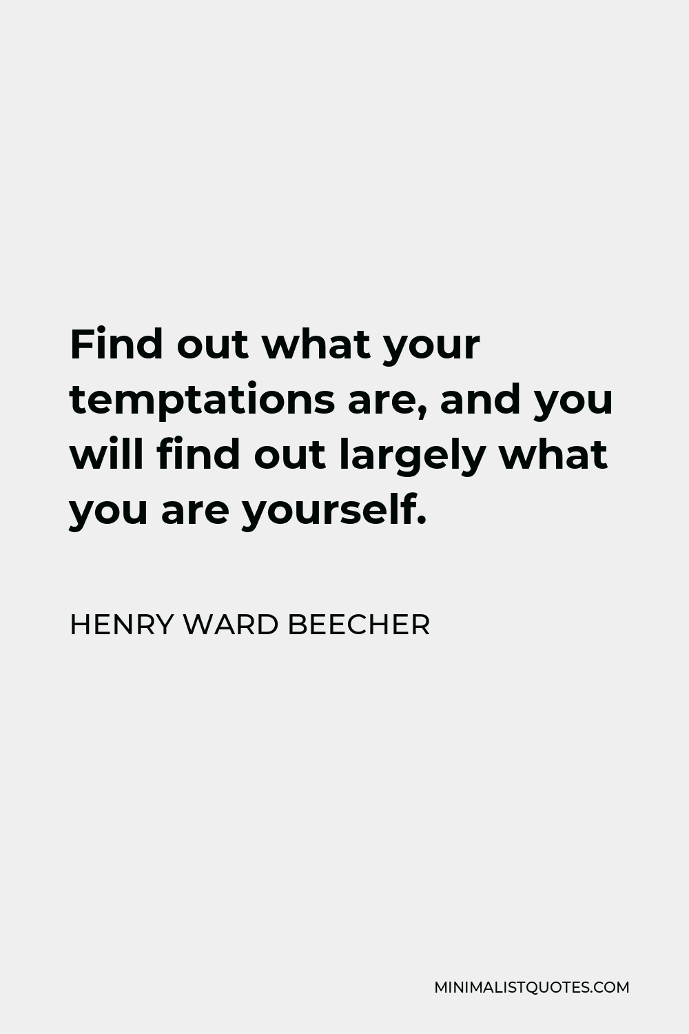 Henry Ward Beecher Quote - Find out what your temptations are, and you will find out largely what you are yourself.