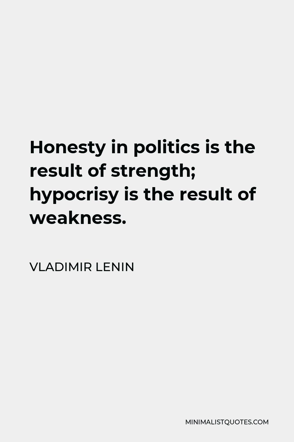 Vladimir Lenin Quote - Honesty in politics is the result of strength; hypocrisy is the result of weakness.