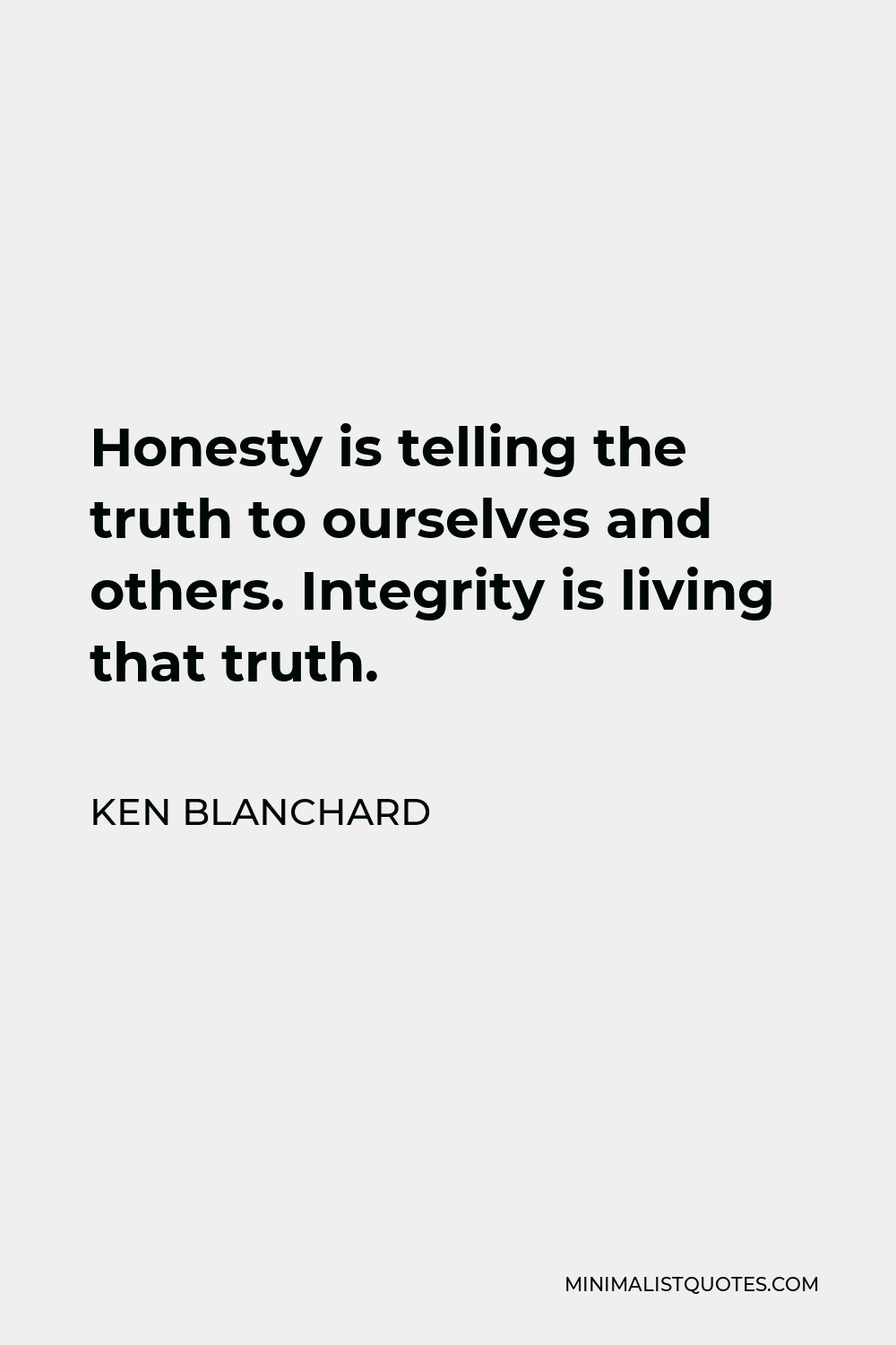 Ken Blanchard Quote - Honesty is telling the truth to ourselves and others. Integrity is living that truth.