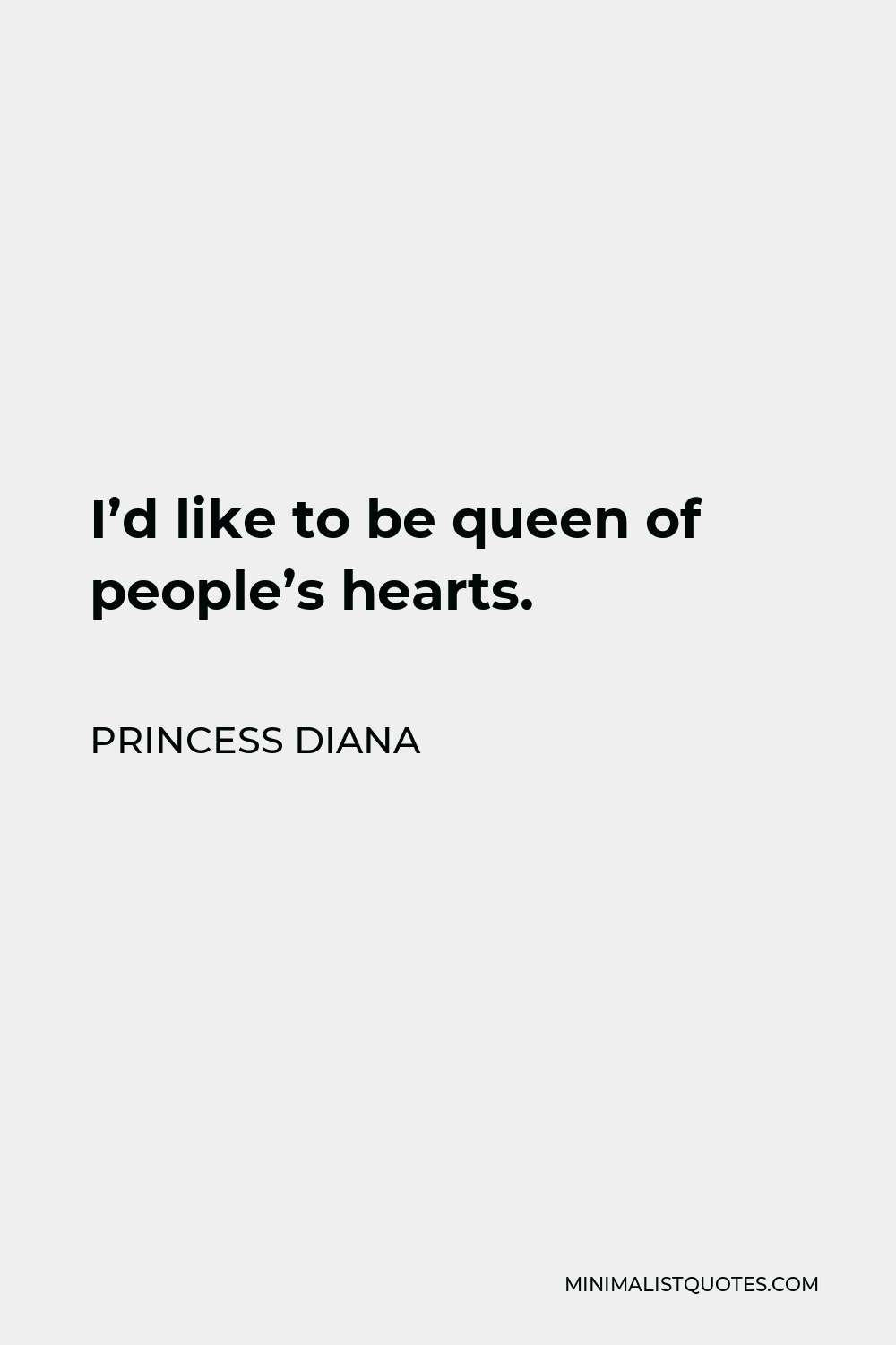 Princess Diana Quote - I’d like to be queen of people’s hearts.