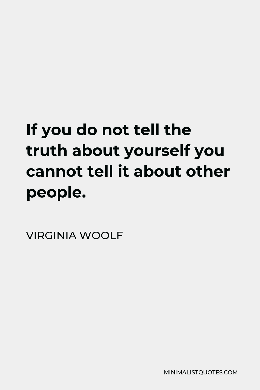 Virginia Woolf Quote - If you do not tell the truth about yourself you cannot tell it about other people.