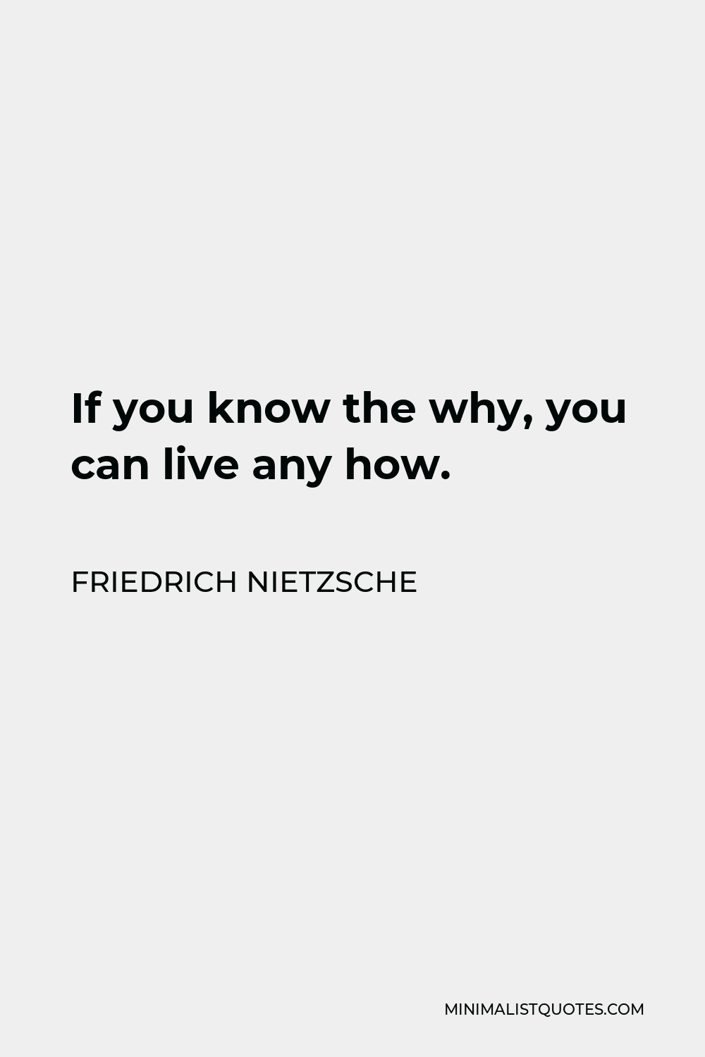 Friedrich Nietzsche Quote - If you know the why, you can live any how.