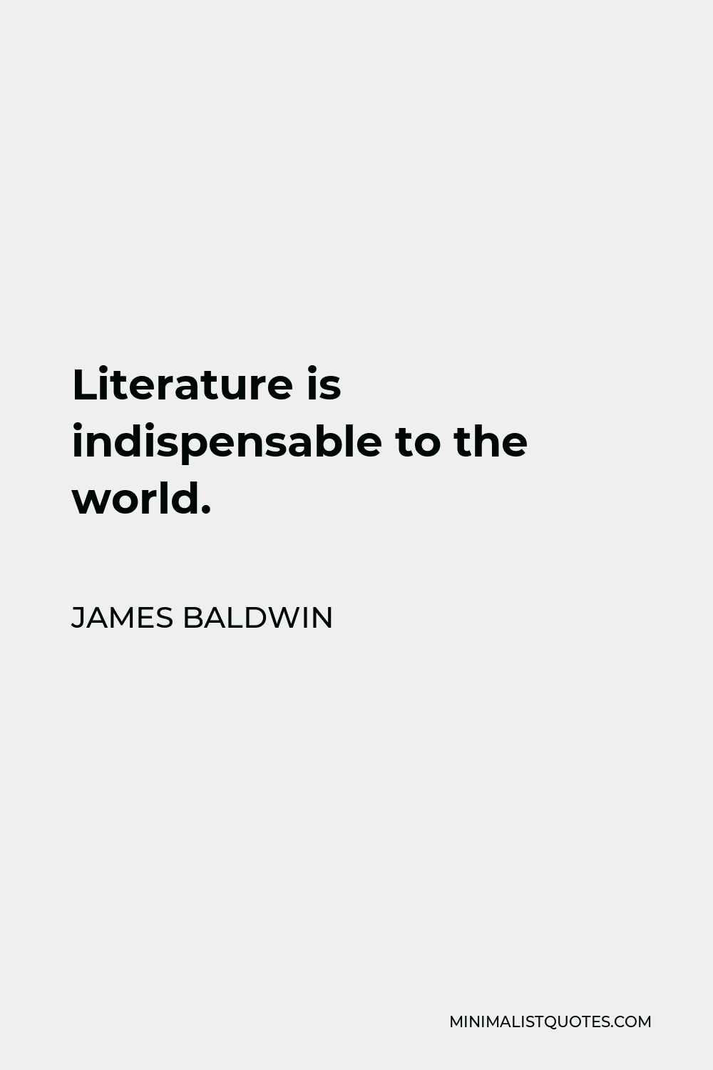 James Baldwin Quote - Literature is indispensable to the world.