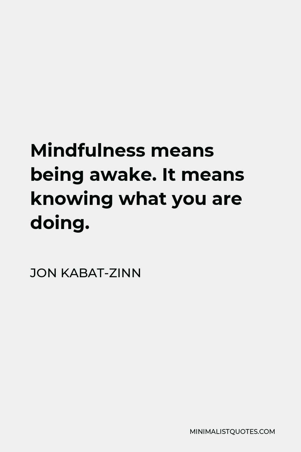 Jon Kabat-Zinn Quote - Mindfulness means being awake. It means knowing what you are doing.