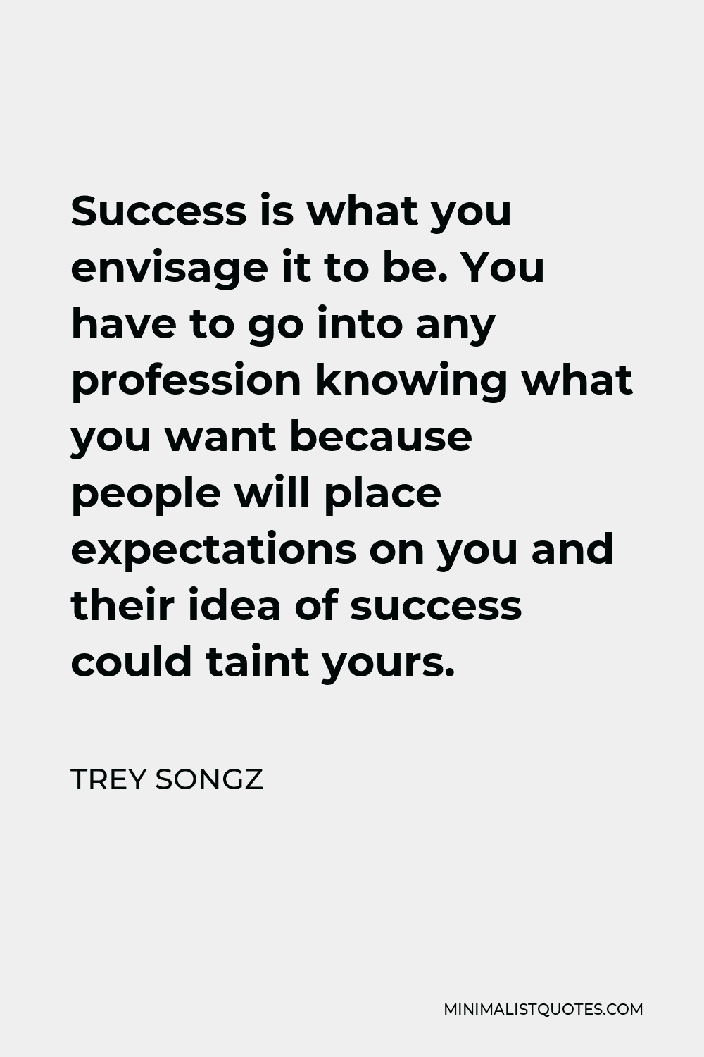 Trey Songz Quote - Success is what you envisage it to be. You have to go into any profession knowing what you want because people will place expectations on you and their idea of success could taint yours.
