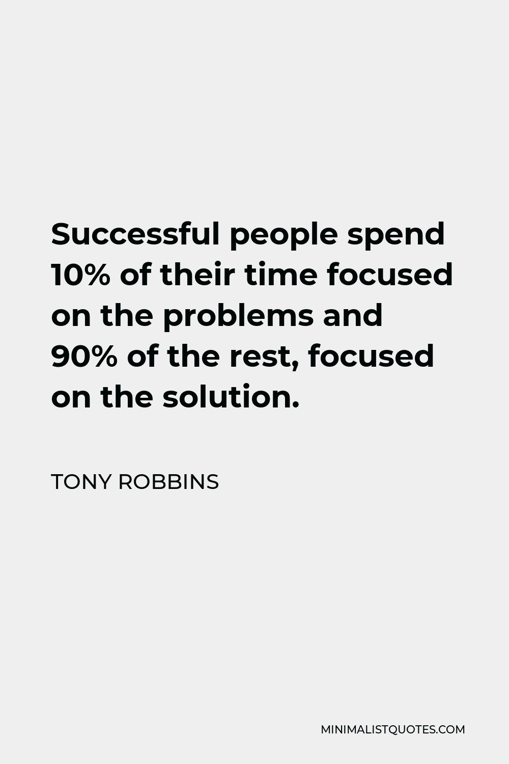 Tony Robbins Quote - Successful people spend 10% of their time focused on the problems and 90% of the rest, focused on the solution.