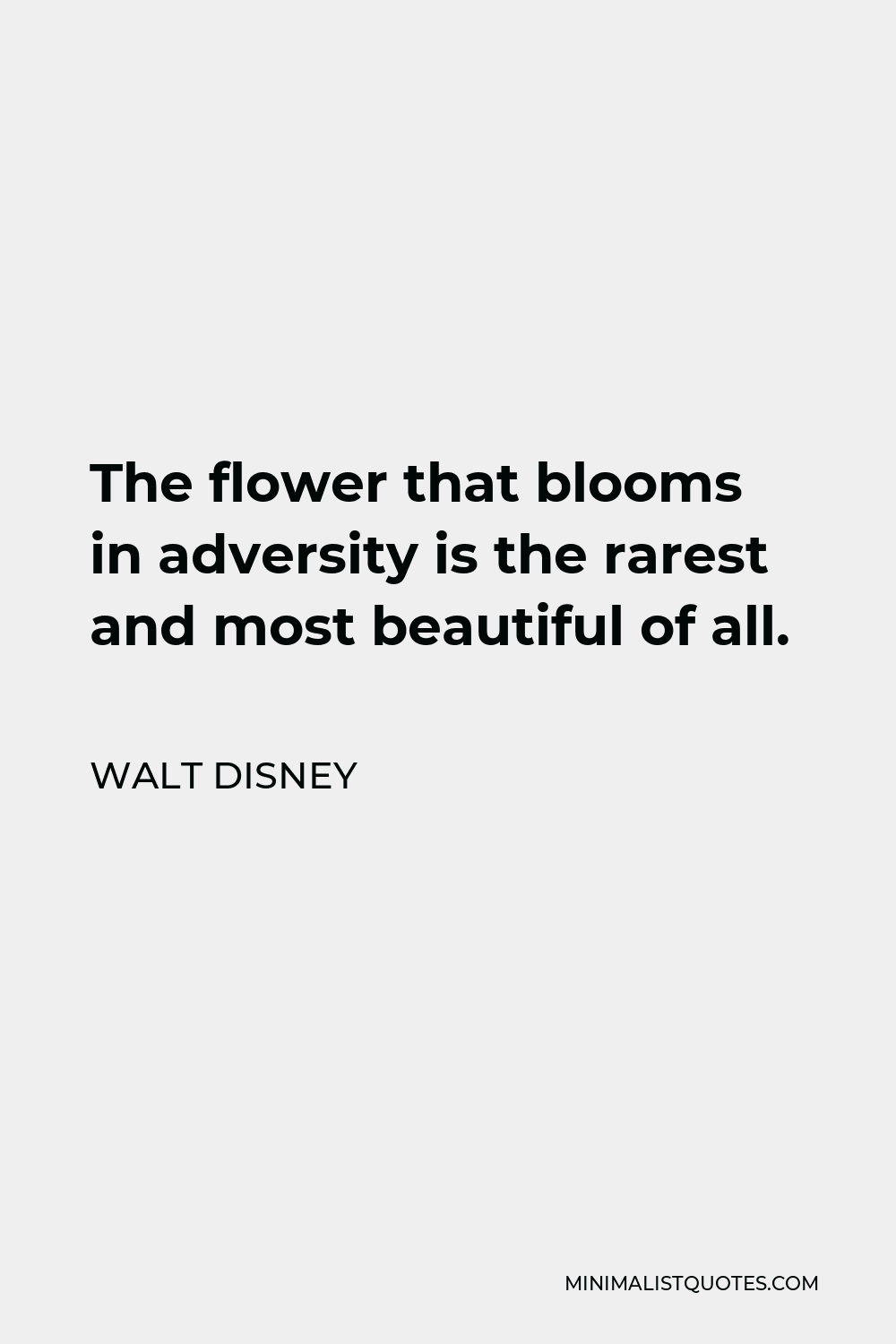 Walt Disney Quote - The flower that blooms in adversity is the rarest and most beautiful of all.