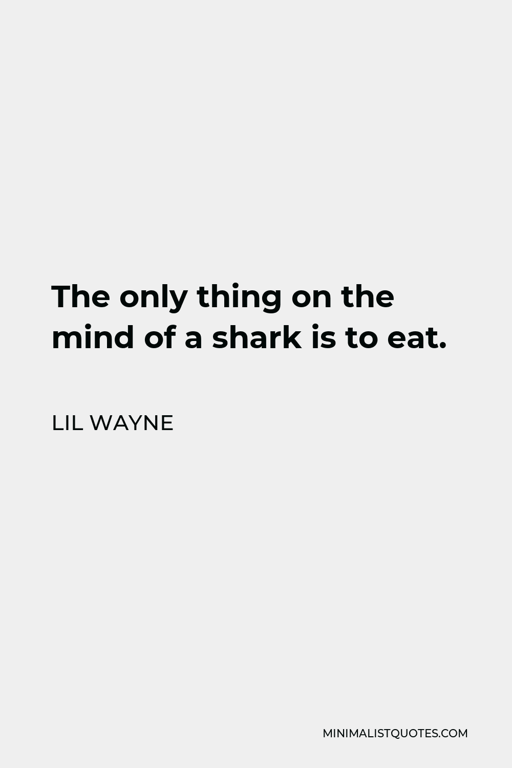 Lil Wayne Quote - The only thing on the mind of a shark is to eat.