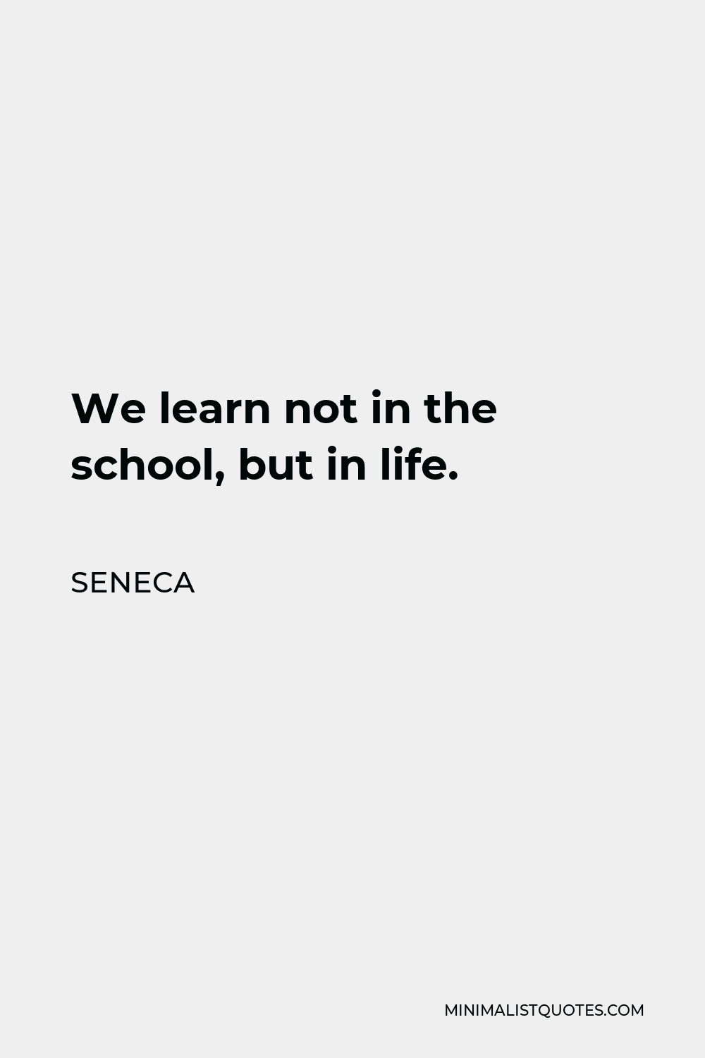 Seneca Quote - We learn not in the school, but in life.