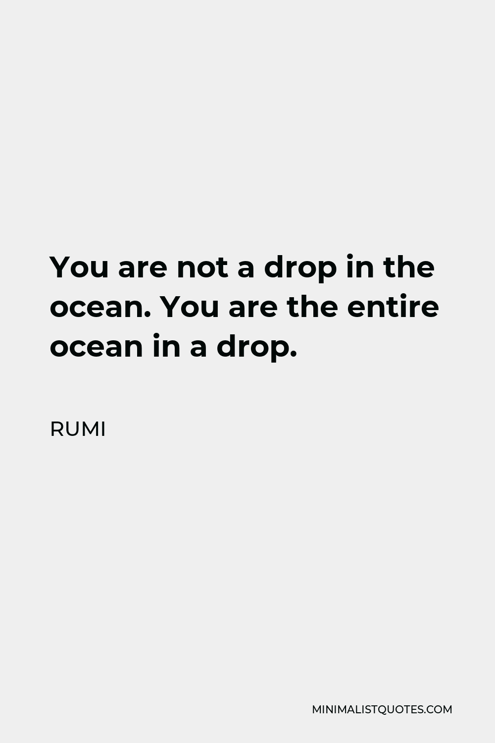 Rumi Quote - You are not a drop in the ocean. You are the entire ocean in a drop.
