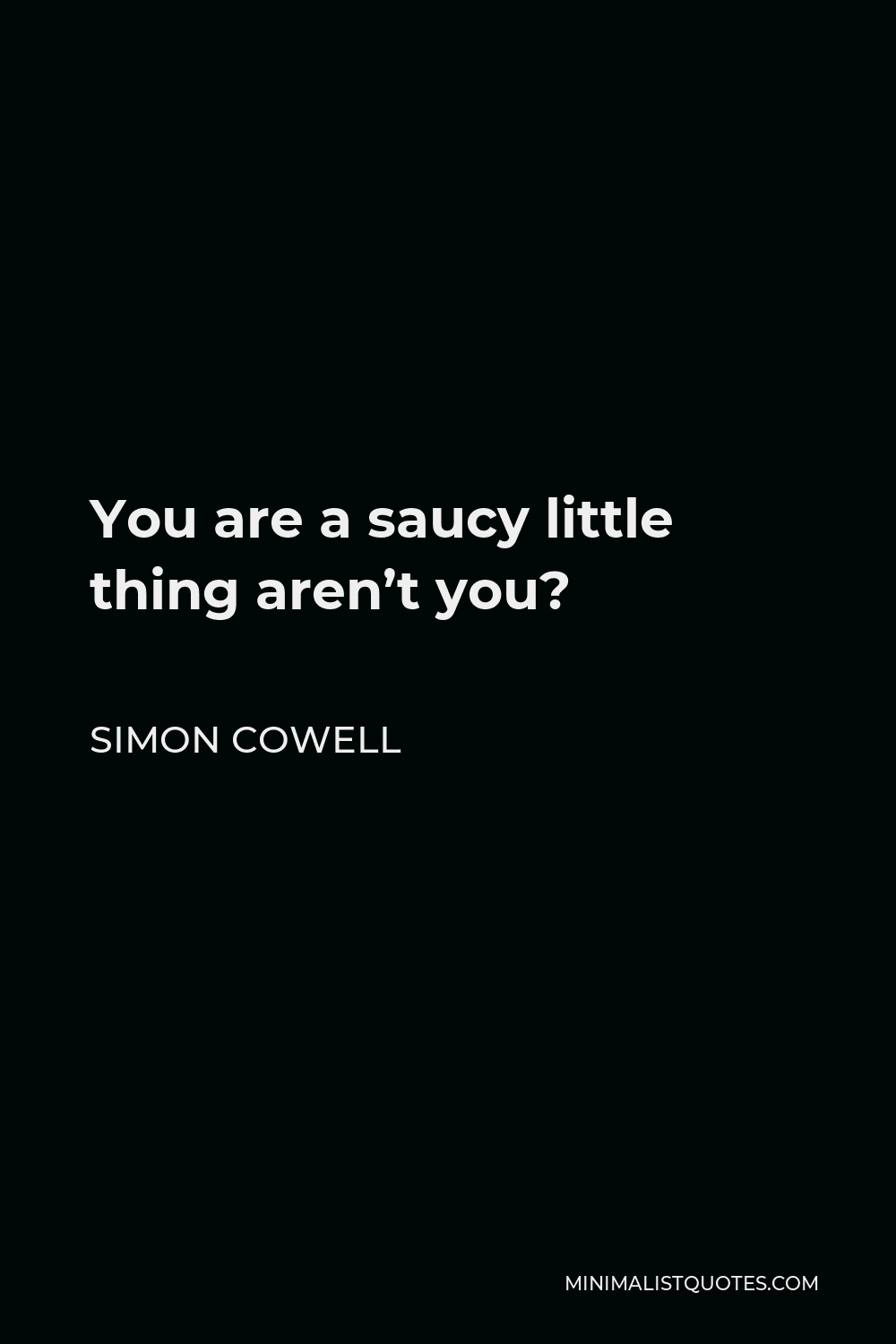Simon Cowell Quote - You are a saucy little thing aren’t you?
