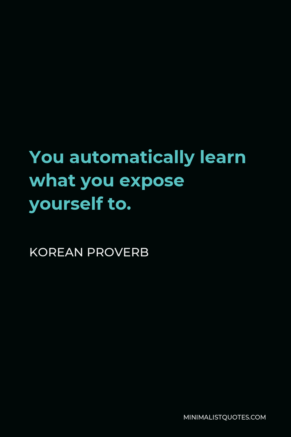 Korean Proverb Quote - You automatically learn what you expose yourself to.
