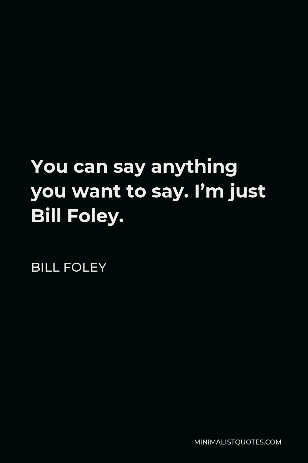 Bill Foley Quote - You can say anything you want to say. I’m just Bill Foley.