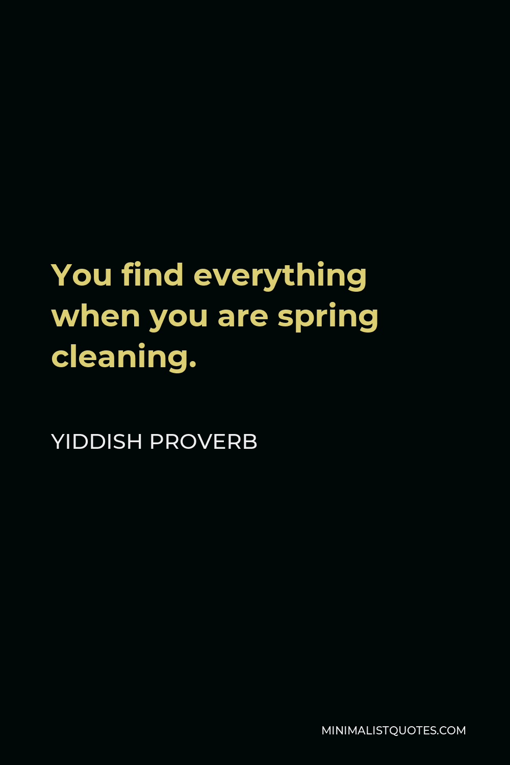 Yiddish Proverb Quote - You find everything when you are spring cleaning.
