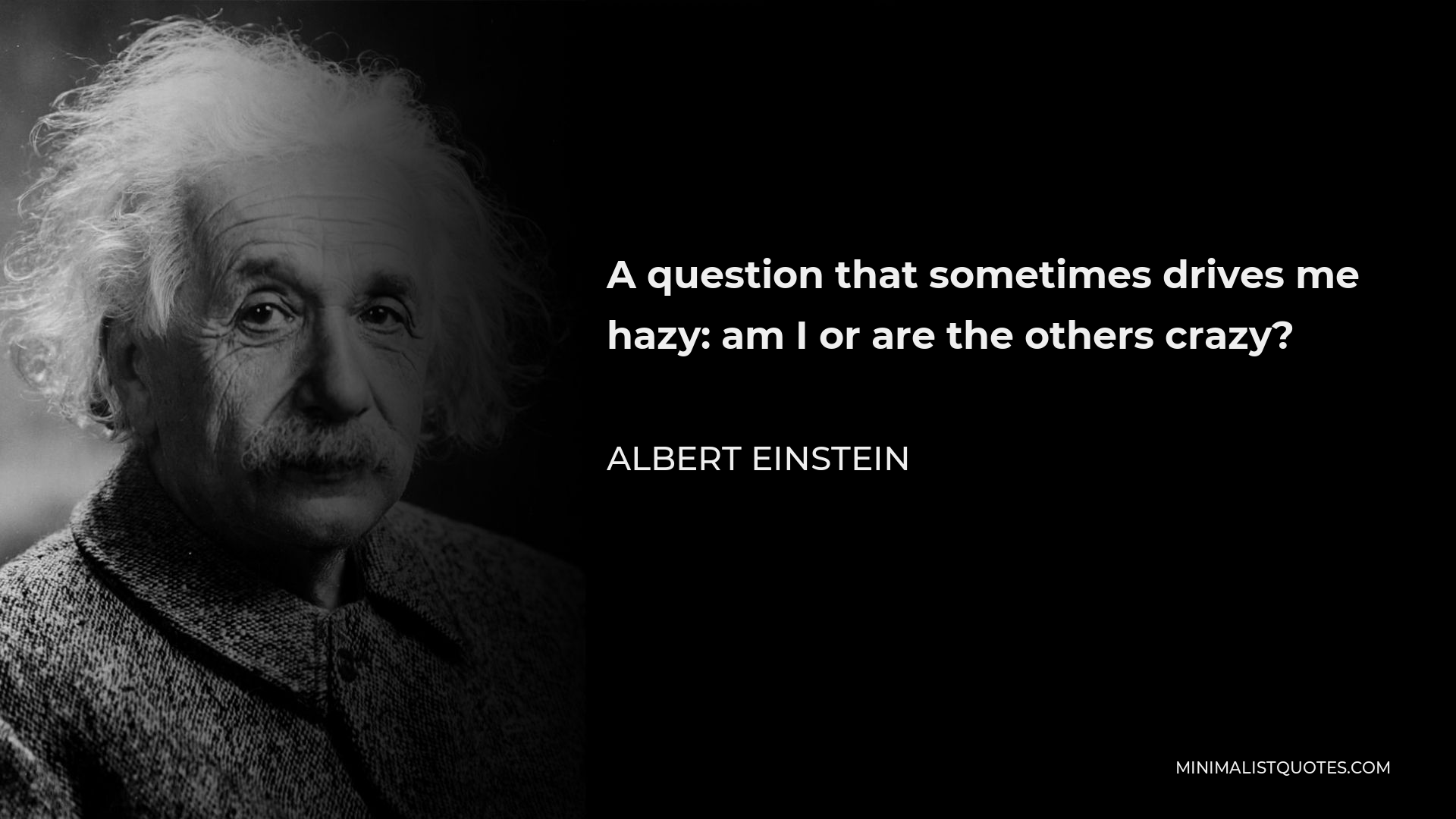 Albert Einstein Quote - A question that sometimes drives me hazy: am I or are the others crazy?