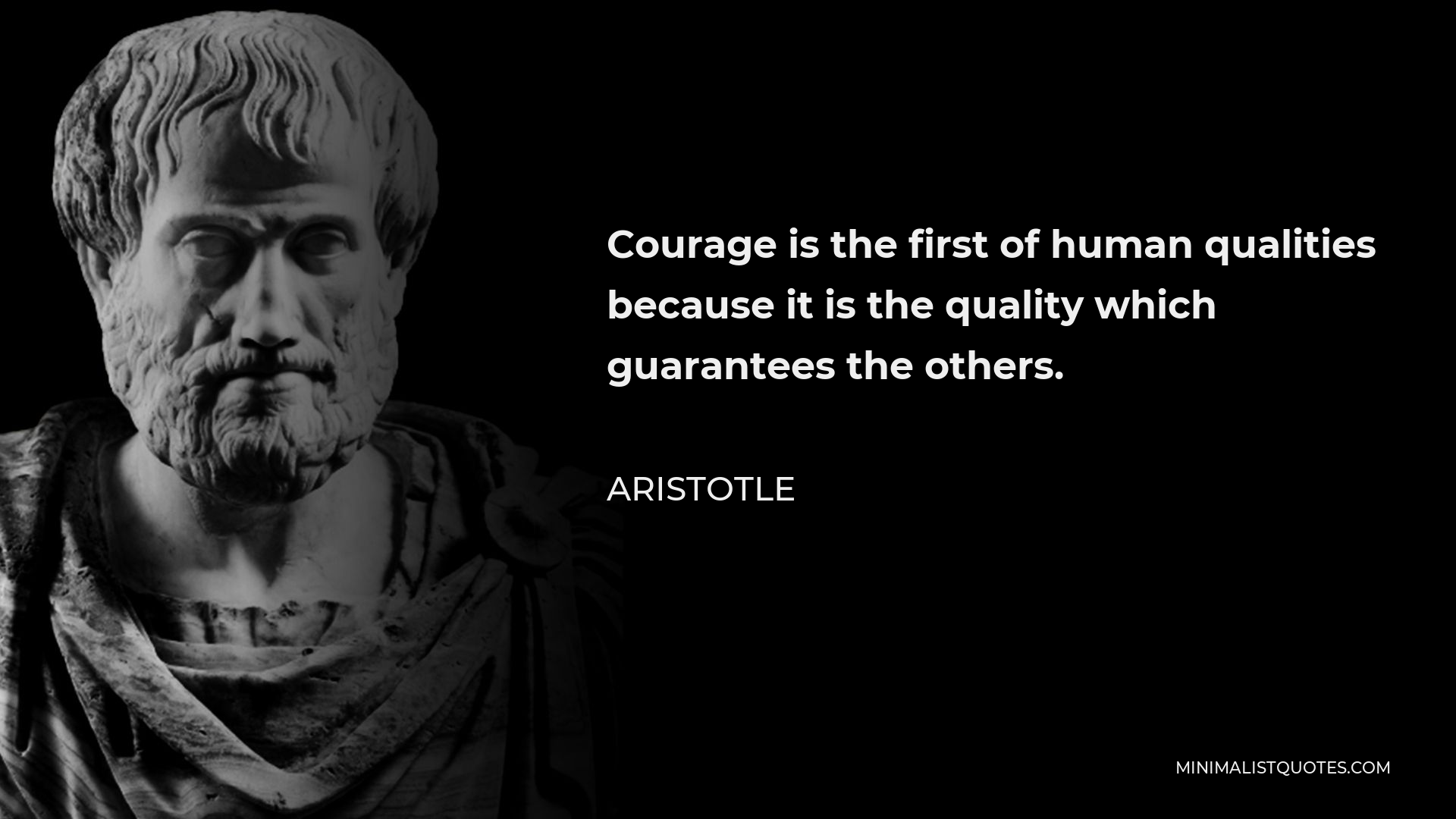Aristotle Quote - Courage is the first of human qualities because it is the quality which guarantees the others.