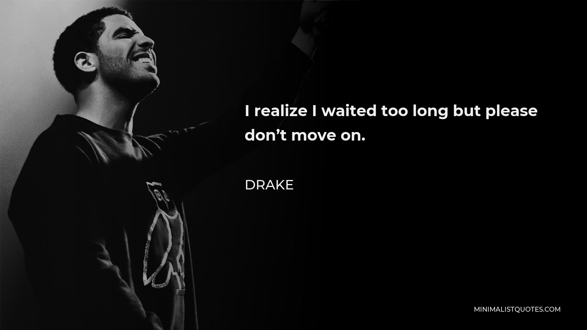 Drake Quote - I realize I waited too long but please don’t move on.