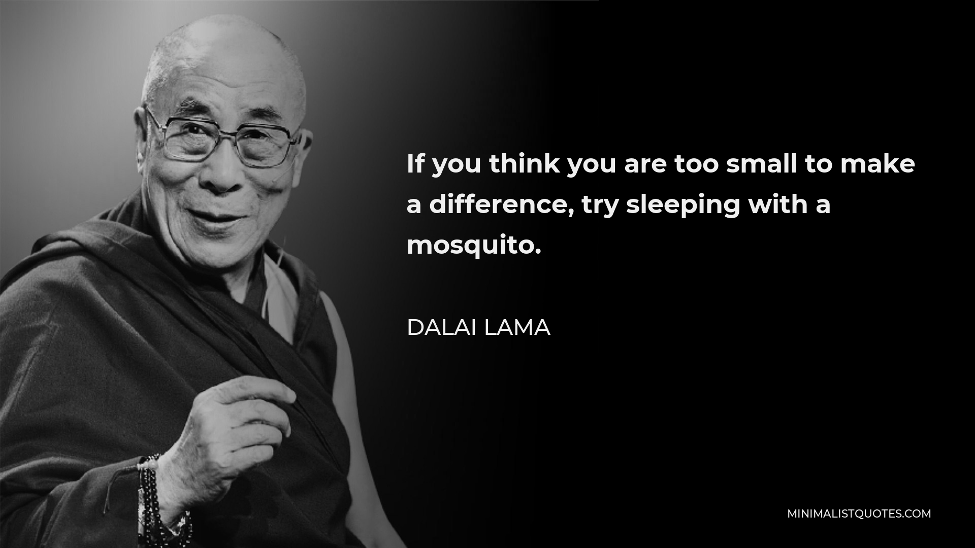 Dalai Lama Quote: If you think you are too small to make a difference ...